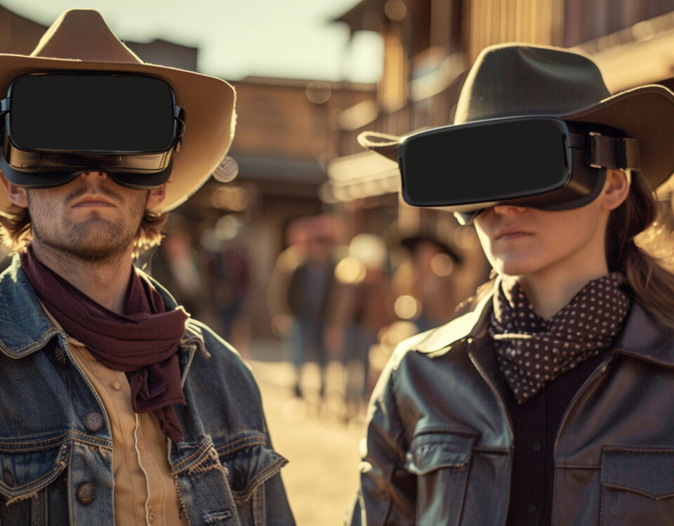 Two people are transported to the Old West with the power of VR