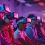 A classroom full of students wearing VR headset