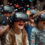 Children at a birthday party enjoy a VR experience